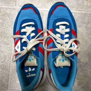 adidas Blue with Red Accent Retro Running Shoes
